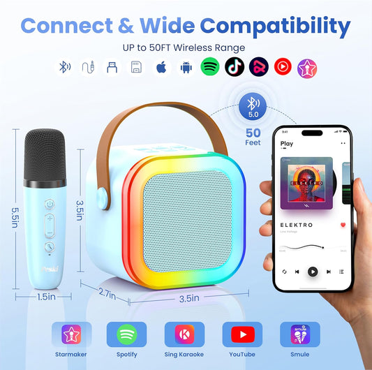 Kids Karaoke Party Machine – Light-Up Bluetooth Speaker For Duets & Dance-Alongs