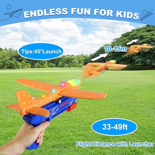 LED Airplane Catapult – Launch, Loop & Race Foam Planes
