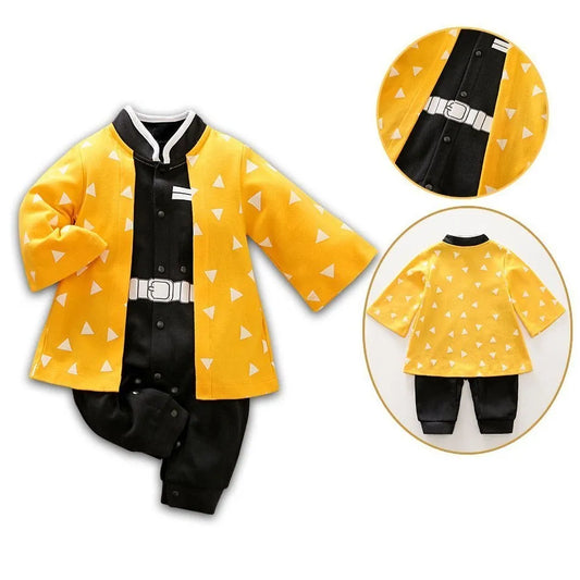 0-18 Months Anime Baby Rompers Newborn Cosplay Costume Infant Akatsuki Nezuko Tanjirou Cotton Clothes Boys Girls Kids Outfit