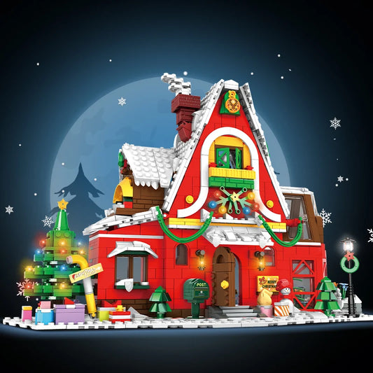 Little Sprout Planet Winter Village Christmas House — Festive Building Block Set for Kids