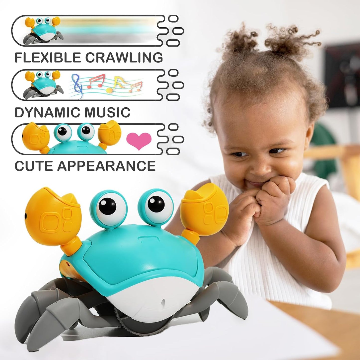 Crawling Crab Baby Toy – Tummy Time Chase Toy That Encourages Crawling