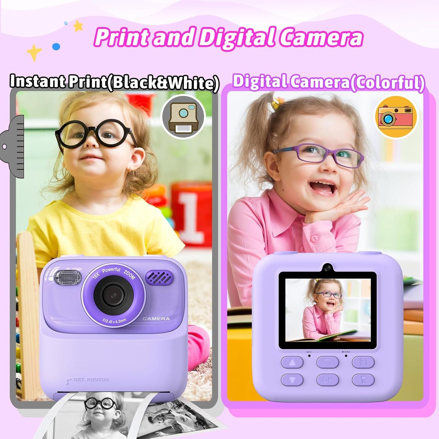 Kids Instant Print Camera– Snap, Record & Print Photos In Seconds