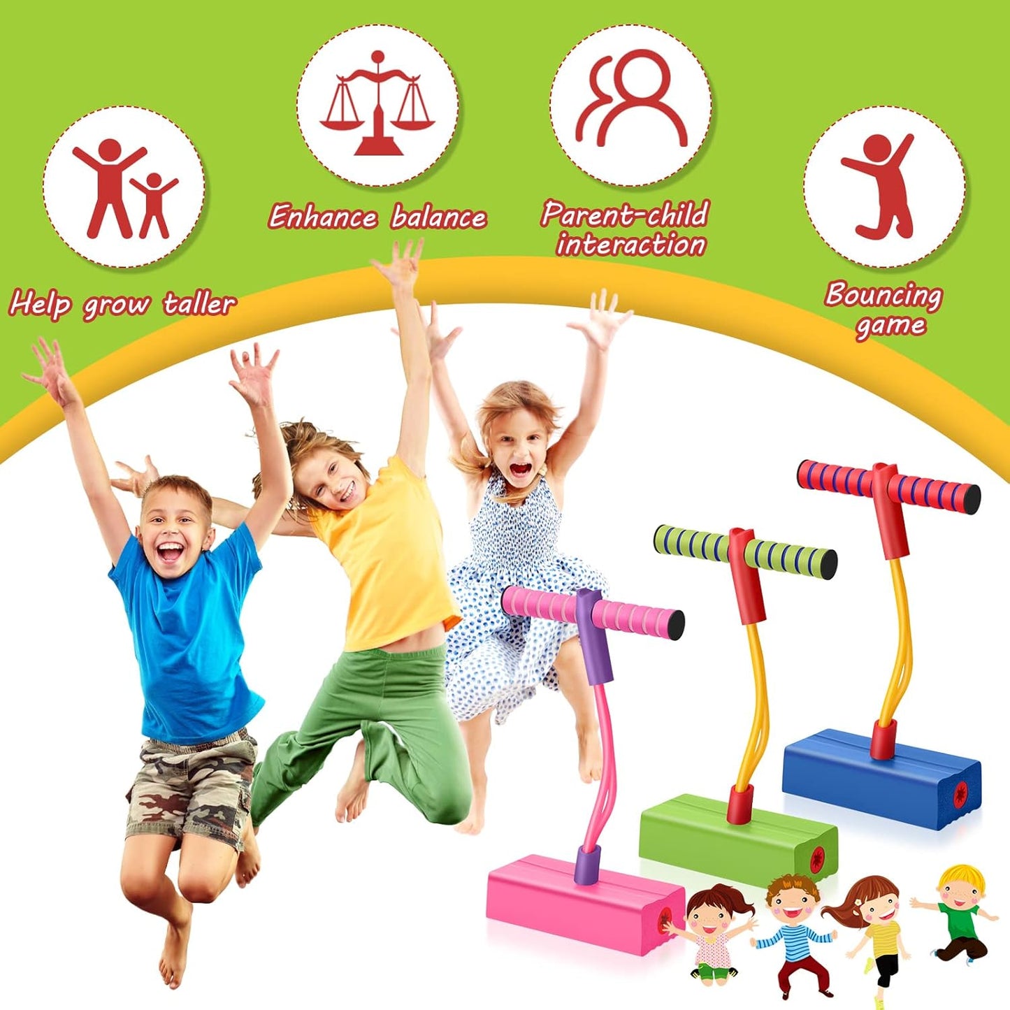 Foam Pogo Jumper& Boomerang For Kids – Indoor & Outdoor Squeaky Jumping Toy