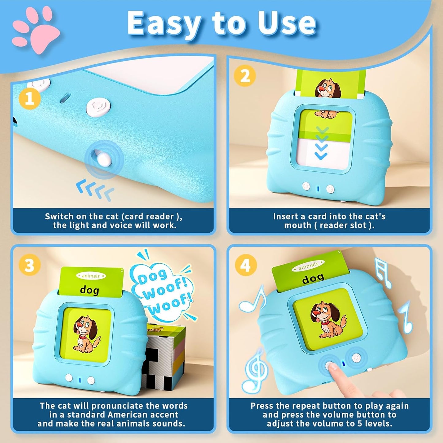 Talking Flash Card Reader – 112 Double-Sided Cards For Screen-Free Learning