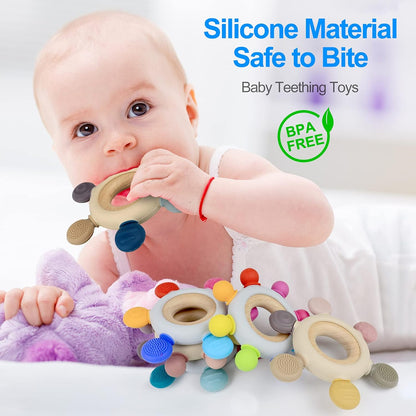 Silicone Teether with Wooden Ring – Turn Random Gnawing Into Soothing