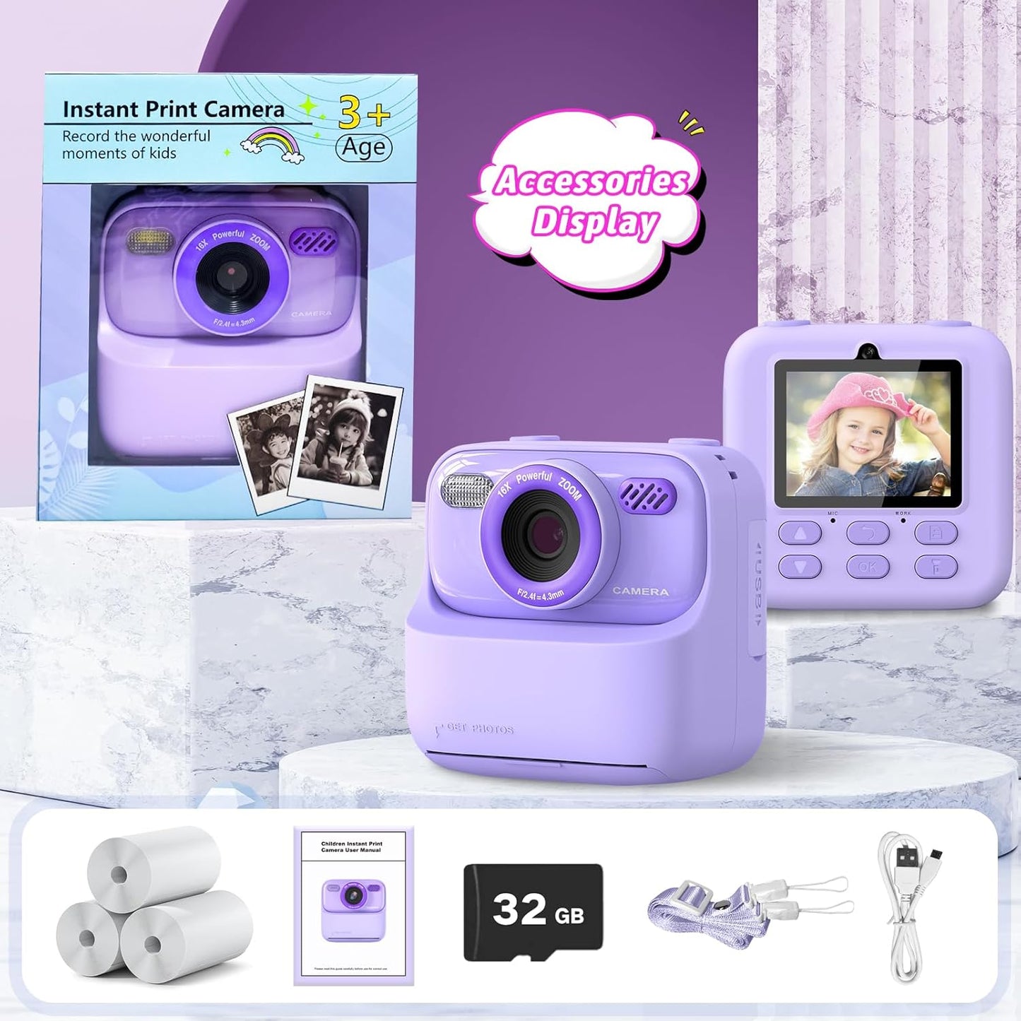 Kids Instant Print Camera– Snap, Record & Print Photos In Seconds
