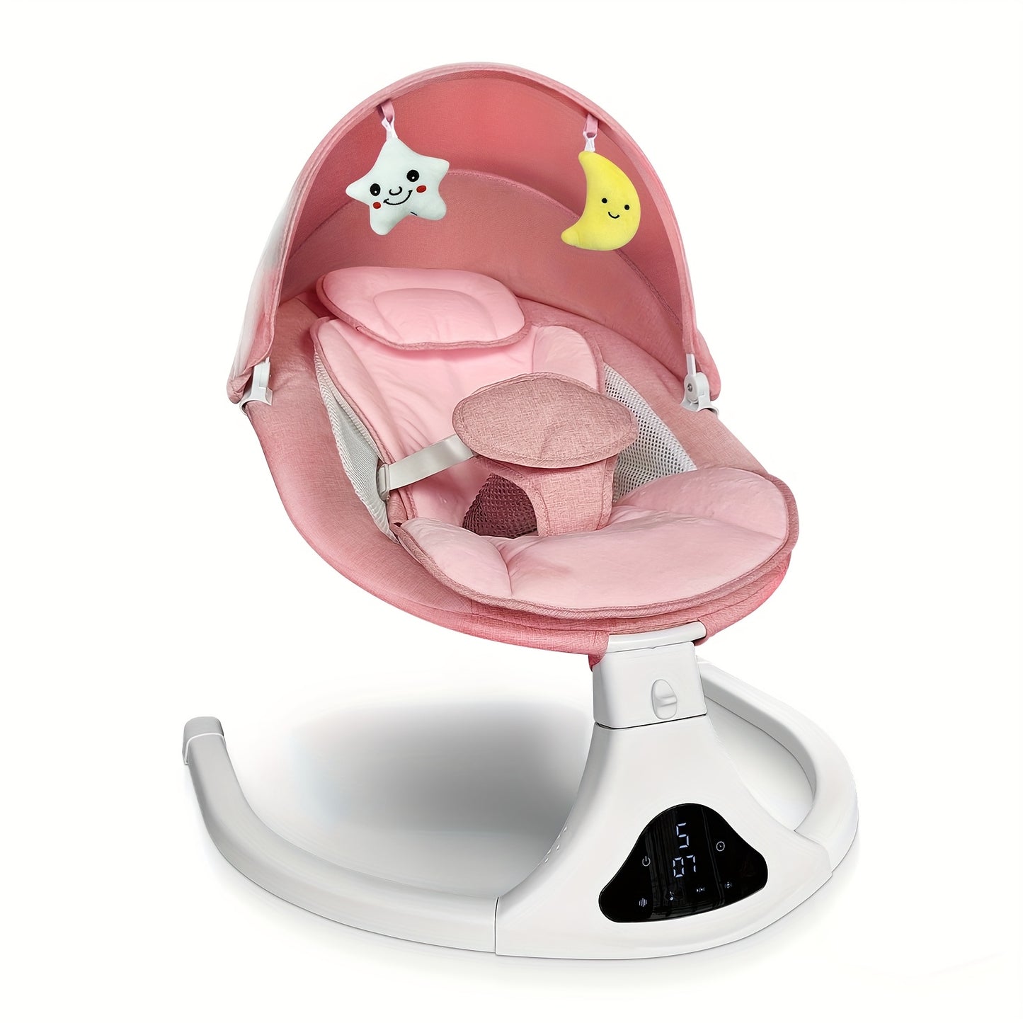 Electric Baby Swing with Remote Control - 5 Natural Motion Speeds, Adjustable Reclining Positions & Detachable Seat Pad | Portable Infant Swing for Indoor/Outdoor Use, Digital Display, Up to 12 Months & 27lbs, Pink, Baby Swin