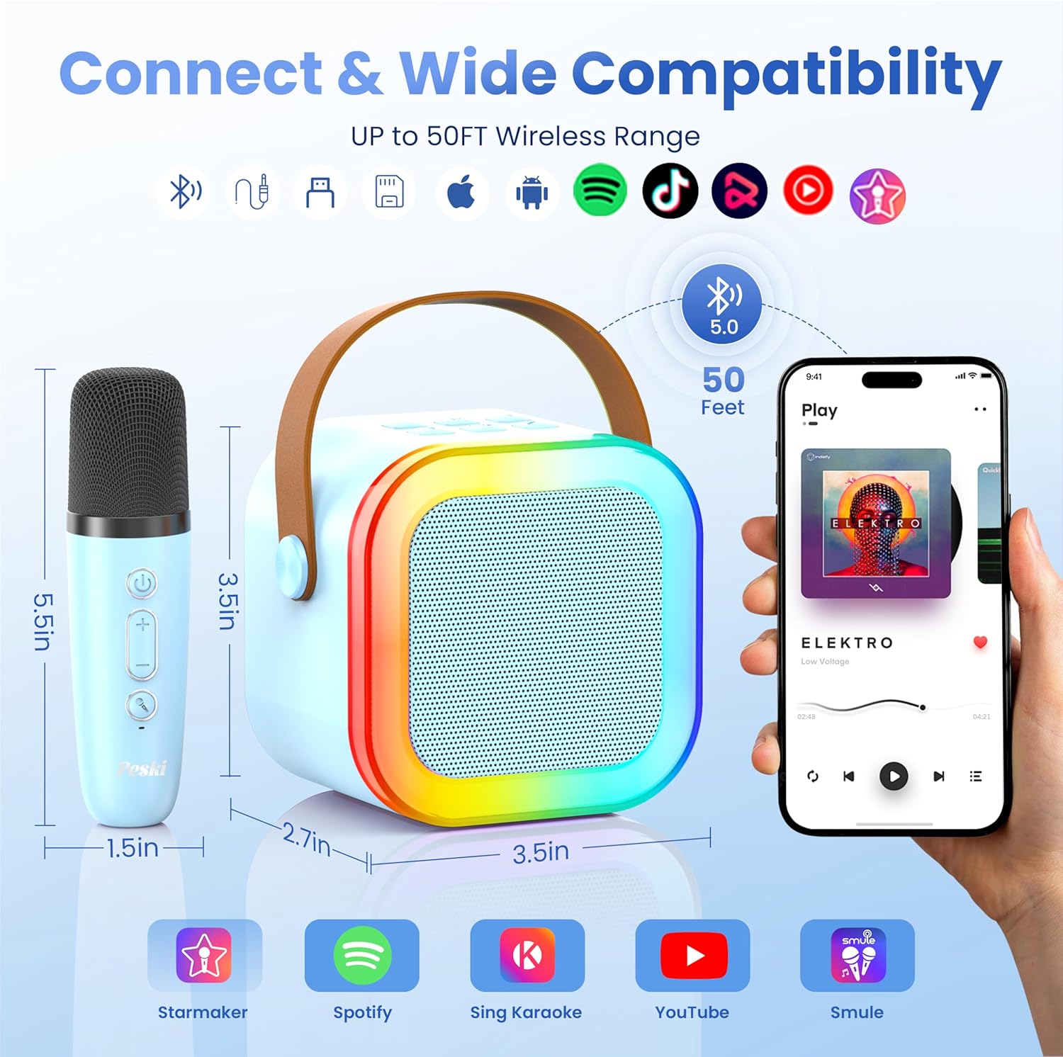 Kids Karaoke Party Machine – Light-Up Bluetooth Speaker For Duets & Dance-Alongs