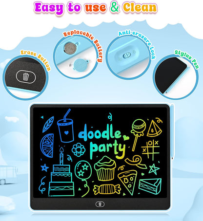 Kids LCD Doodle Board – Rainbow Writing Tablet For Travel, Car Rides & Quiet Time