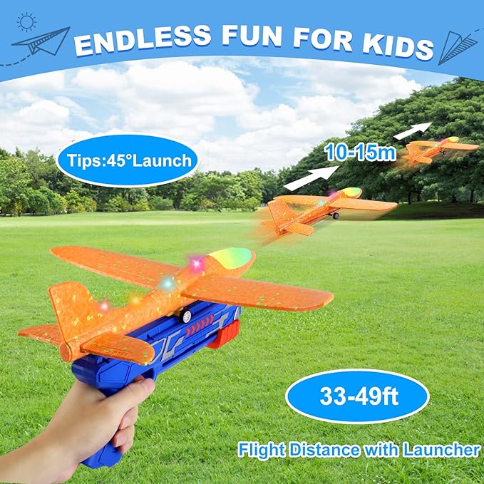 LED Airplane Catapult – Launch, Loop & Race Foam Planes