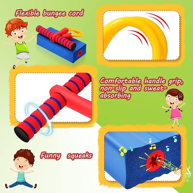 Foam Pogo Jumper& Boomerang For Kids – Indoor & Outdoor Squeaky Jumping Toy