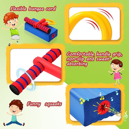 Foam Pogo Jumper& Boomerang For Kids – Indoor & Outdoor Squeaky Jumping Toy