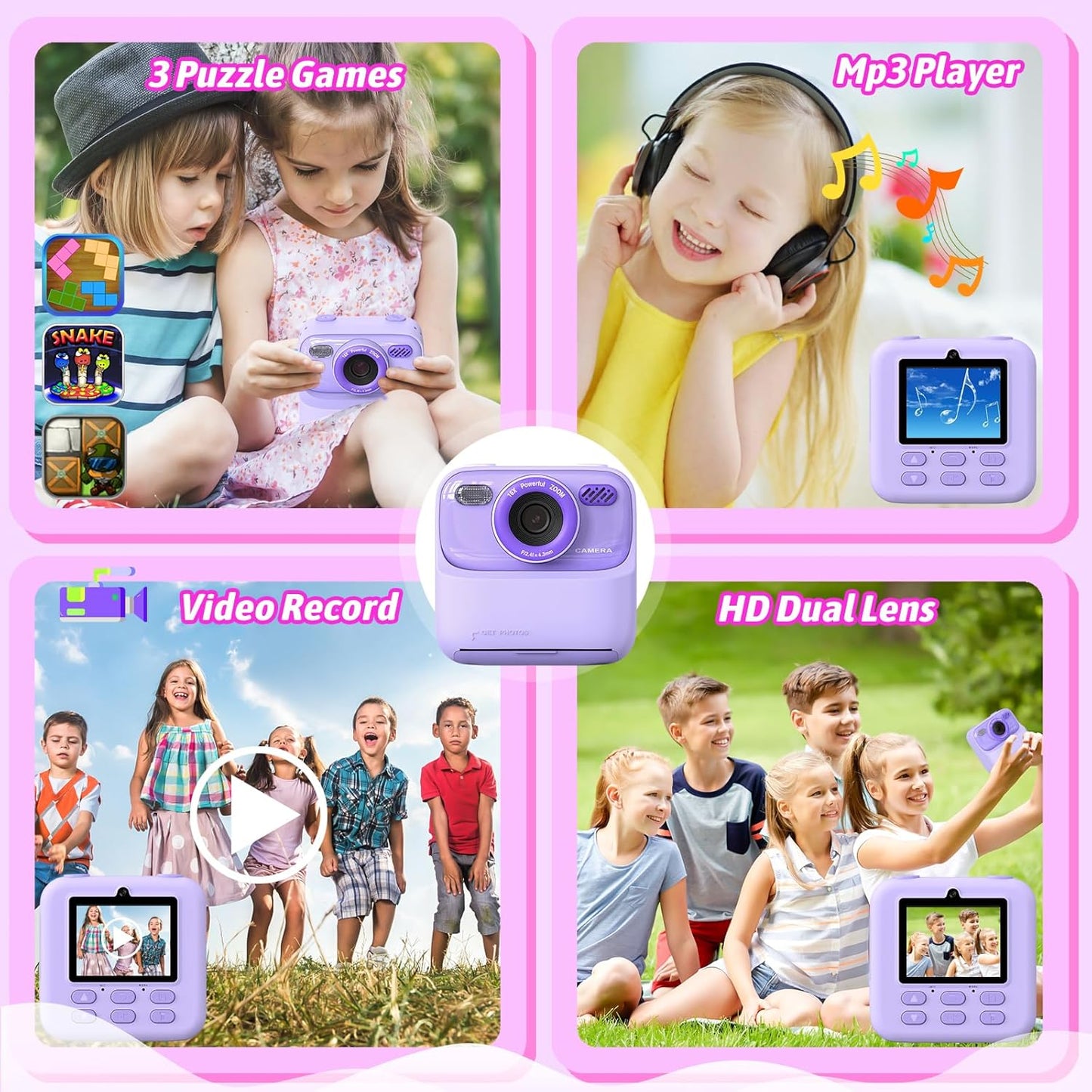 Kids Instant Print Camera– Snap, Record & Print Photos In Seconds
