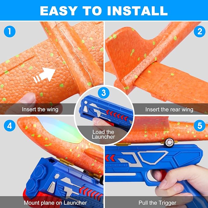 LED Airplane Catapult – Launch, Loop & Race Foam Planes