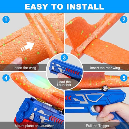 LED Airplane Catapult – Launch, Loop & Race Foam Planes
