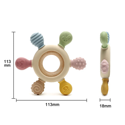 Silicone Teether with Wooden Ring – Turn Random Gnawing Into Soothing