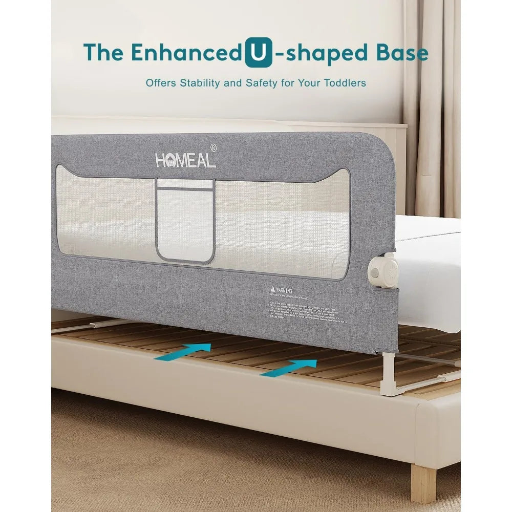 HOMEAL Bed Rail for Toddlers, 59in Swing Down Baby Bed Rail Guard, Toddler Bed Rails for King Size Beds, Twin, Full, Queen, Bed