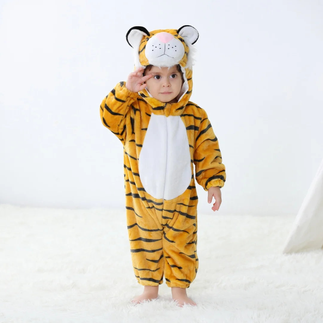 2024 Baby Kigurumi Stitch Dinosaur Cartoon Romper Infant Kids Animal Pajamas Jumpsuit Christmas Girls Boys Anime Cosplay Costume