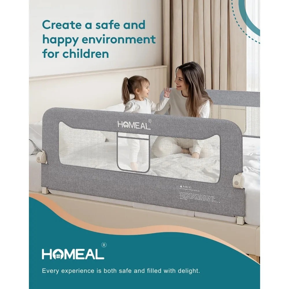 HOMEAL Bed Rail for Toddlers, 59in Swing Down Baby Bed Rail Guard, Toddler Bed Rails for King Size Beds, Twin, Full, Queen, Bed