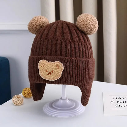 Baby Bear Earflap Beanie — Cozy Winter Hat That Keeps Tiny Ears Warm & Adorably Covered
