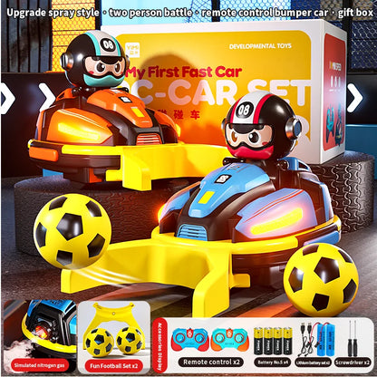 Little Sprout Planet RC Bumper Car Set — 2-Pack Remote Control Ejector Vehicles with Lights & Music