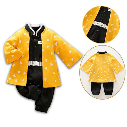 0-18 Months Anime Baby Rompers Newborn Cosplay Costume Infant Akatsuki Nezuko Tanjirou Cotton Clothes Boys Girls Kids Outfit