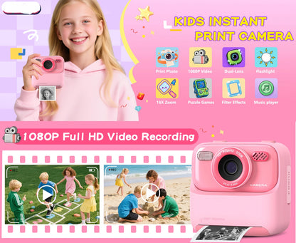 Kids Instant Print Camera– Snap, Record & Print Photos In Seconds