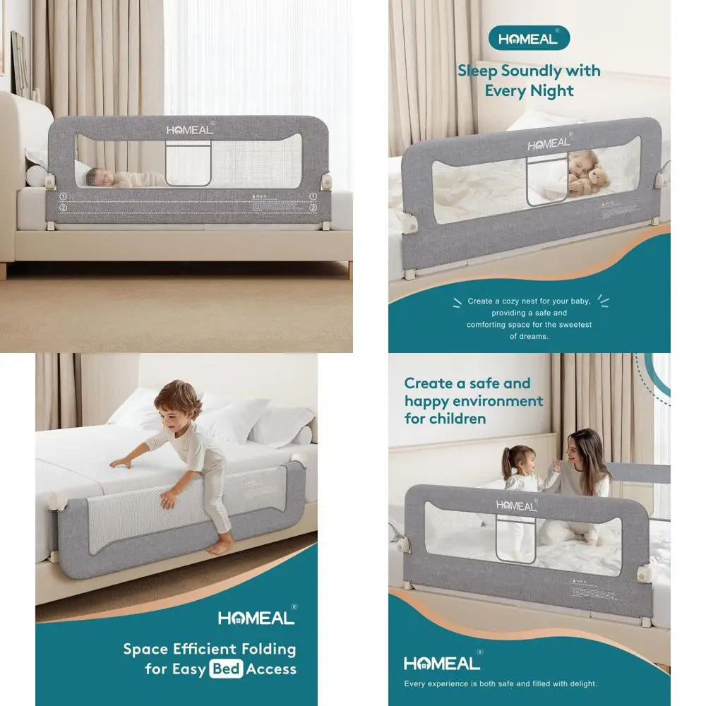 HOMEAL Bed Rail for Toddlers, 59in Swing Down Baby Bed Rail Guard, Toddler Bed Rails for King Size Beds, Twin, Full, Queen, Bed