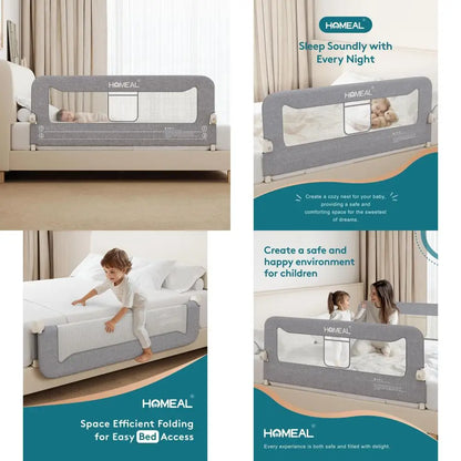HOMEAL Bed Rail for Toddlers, 59in Swing Down Baby Bed Rail Guard, Toddler Bed Rails for King Size Beds, Twin, Full, Queen, Bed
