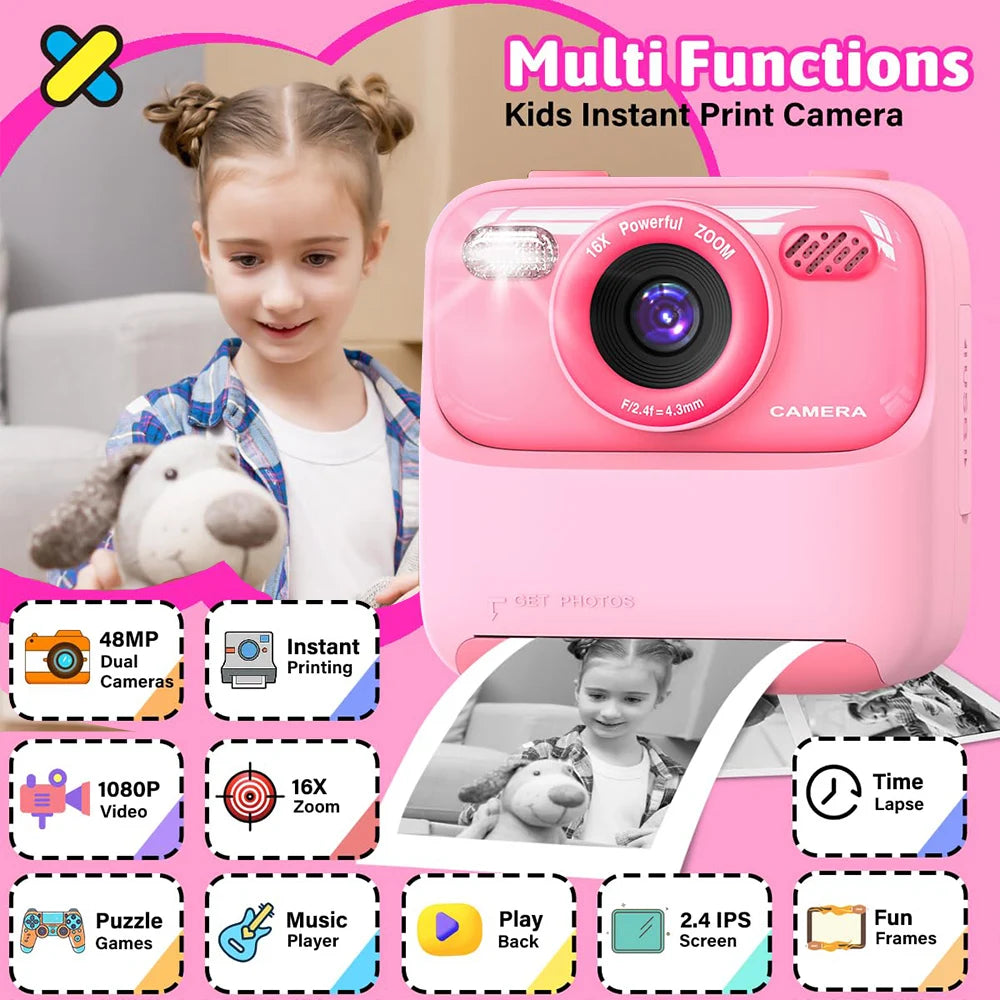 Kids Instant Print Camera– Snap, Record & Print Photos In Seconds