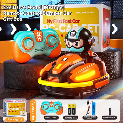 Little Sprout Planet RC Bumper Car Set — 2-Pack Remote Control Ejector Vehicles with Lights & Music