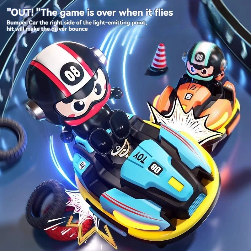 Little Sprout Planet RC Bumper Car Set — 2-Pack Remote Control Ejector Vehicles with Lights & Music