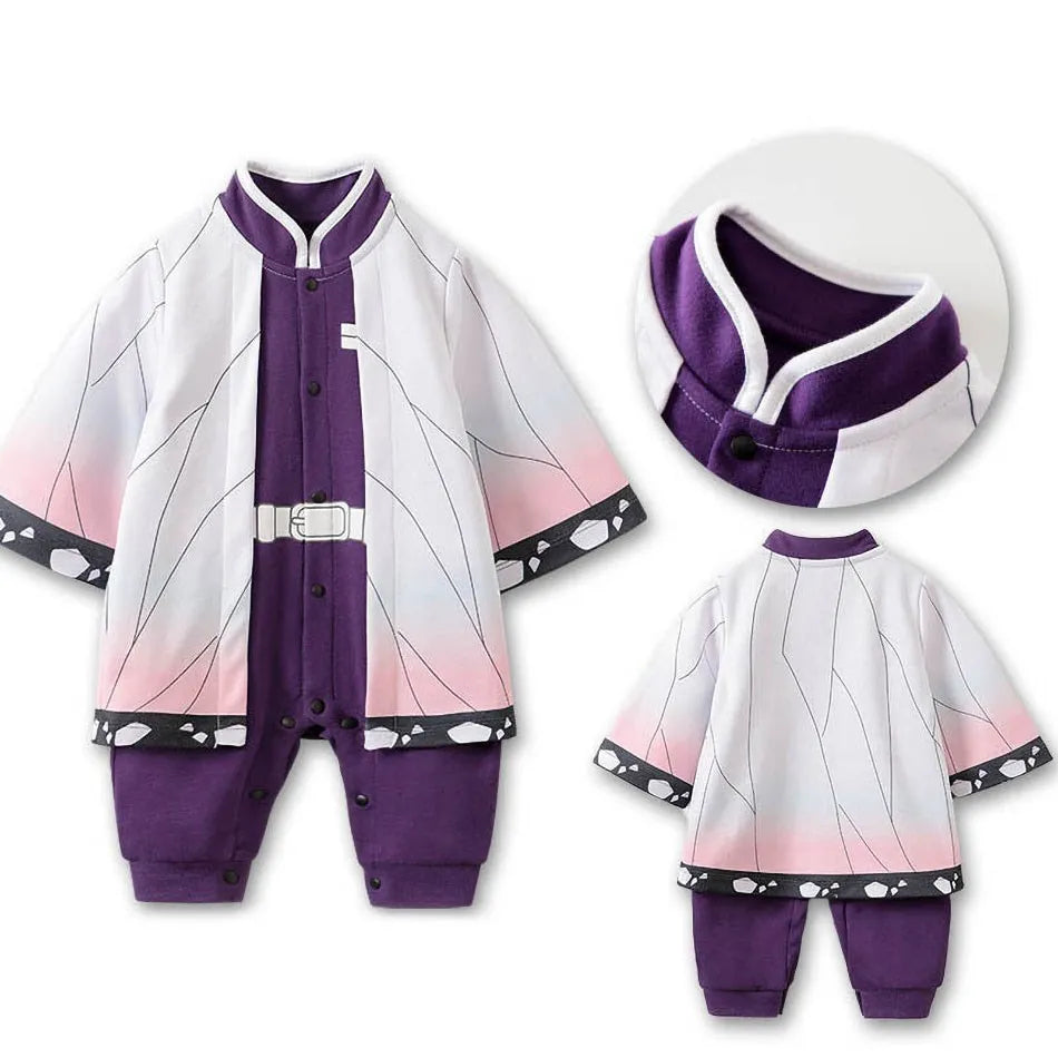 0-18 Months Anime Baby Rompers Newborn Cosplay Costume Infant Akatsuki Nezuko Tanjirou Cotton Clothes Boys Girls Kids Outfit