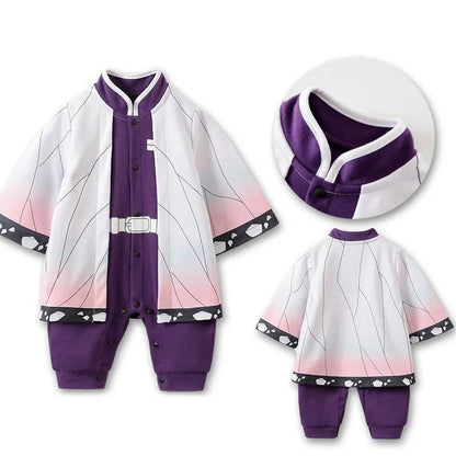 0-18 Months Anime Baby Rompers Newborn Cosplay Costume Infant Akatsuki Nezuko Tanjirou Cotton Clothes Boys Girls Kids Outfit