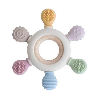 Silicone Teether with Wooden Ring – Turn Random Gnawing Into Soothing