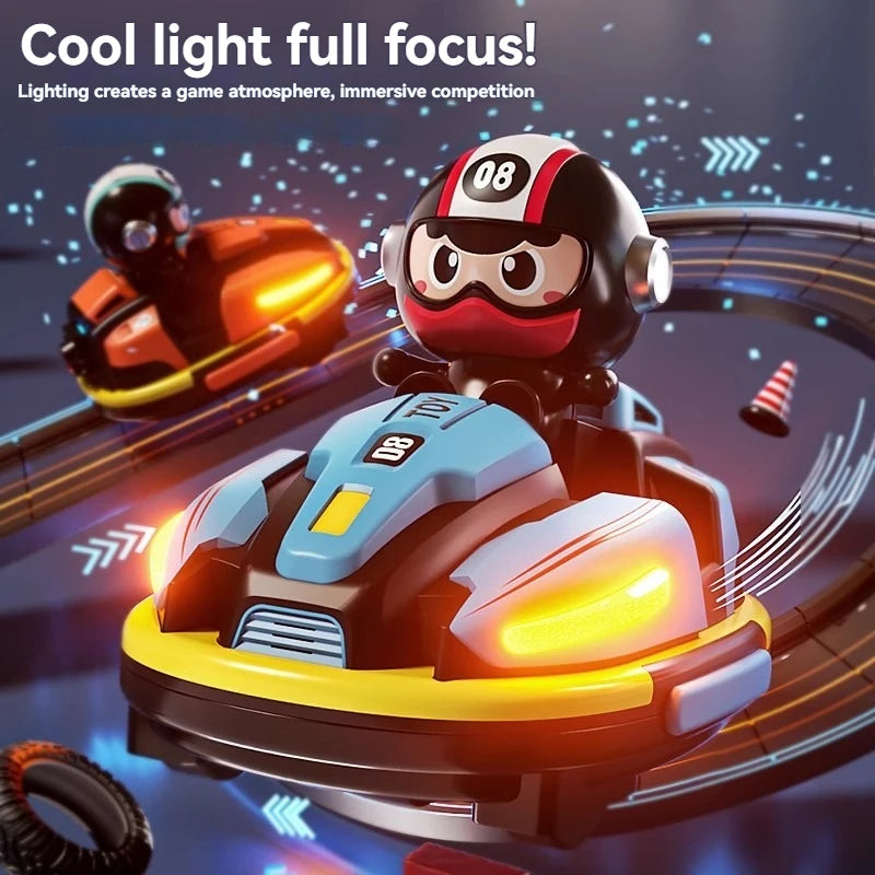 Little Sprout Planet RC Bumper Car Set — 2-Pack Remote Control Ejector Vehicles with Lights & Music