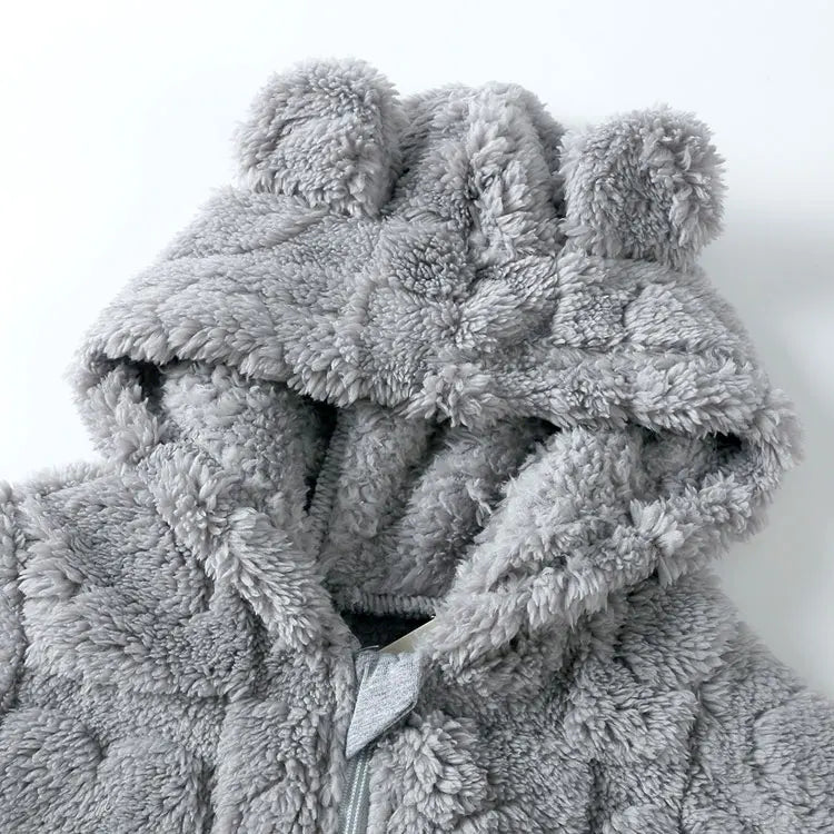 Cartoon Baby Clothes Boy Romper Long Sleeve Arctic Velvet Hooded Baby Girl Romper Winter Warm  Newborn Clothes 0-18 Months