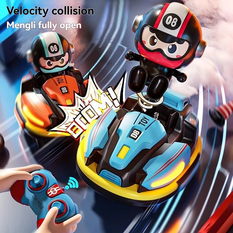 Little Sprout Planet RC Bumper Car Set — 2-Pack Remote Control Ejector Vehicles with Lights & Music