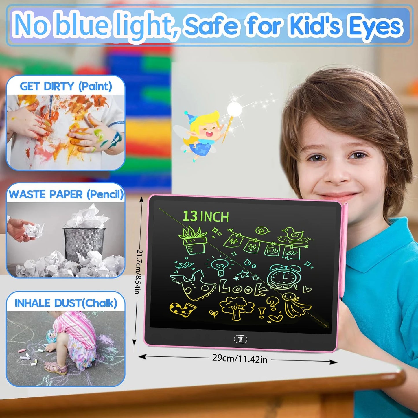 Kids LCD Doodle Board – Rainbow Writing Tablet For Travel, Car Rides & Quiet Time