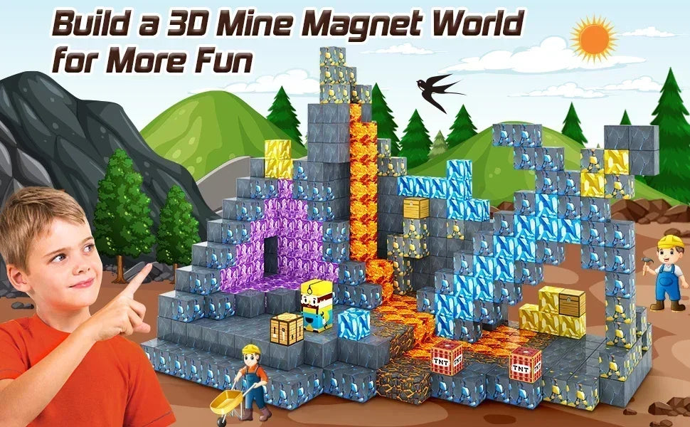 Little Sprout Planet Magnetic Mine World Cube Set — STEM Building Blocks for Kids (Age 3+)