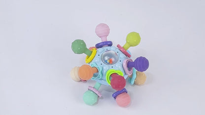 Baby Sensory Rattle Ball Teether — 360° Rotating Chew Toy That Keeps Little Hands Busy & Gums Happier